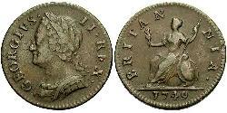 1 Farthing Kingdom of Great Britain (1707-1801) Copper George II (1683-1760)