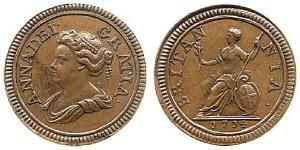 1 Farthing Royaume de Grande-Bretagne (1707-1801) Cuivre Anne (reine de Grande-Bretagne)(1665-1714)
