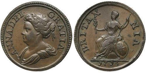 1 Farthing Royaume de Grande-Bretagne (1707-1801) Cuivre Anne (reine de Grande-Bretagne)(1665-1714)