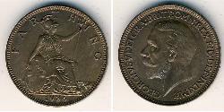 1 Farthing Vereinigtes Königreich von Großbritannien und Irland (1801-1922) Kupfer George V (1865-1936)