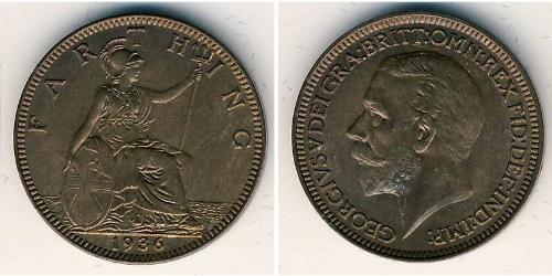 1 Farthing Vereinigtes Königreich von Großbritannien und Irland (1801-1922) Kupfer George V (1865-1936)