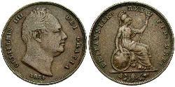 1 Farthing Regno Unito  Rame Guglielmo IV (1765-1837)