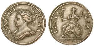 1 Farthing Regno Unito di Gran Bretagna (1707-1801) Rame Anna di Gran Bretagna(1665-1714)
