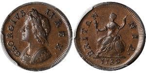 1 Farthing Regno Unito di Gran Bretagna (1707-1801) Rame Giorgio II (1683-1760)
