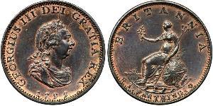 1 Farthing Regno Unito di Gran Bretagna (1707-1801) Rame Giorgio III (1738-1820)