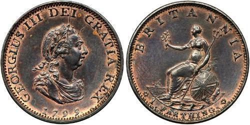 1 Farthing Regno Unito di Gran Bretagna (1707-1801) Rame Giorgio III (1738-1820)