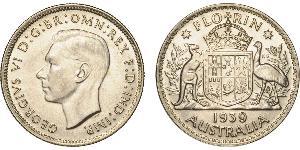 1 Florin Australie (1939 - ) Argent George VI (1895-1952)