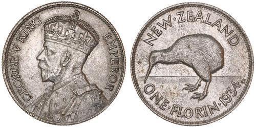 1 Florin Nouvelle-Zélande Argent George V (1865-1936)