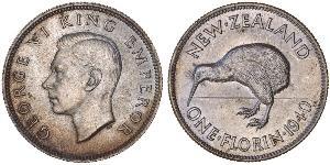 1 Florin Nuova Zelanda Argento Giorgio VI (1895-1952)