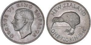 1 Florin Nuova Zelanda Argento Giorgio VI (1895-1952)