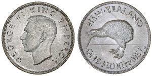 1 Florin Nuova Zelanda Argento Giorgio VI (1895-1952)