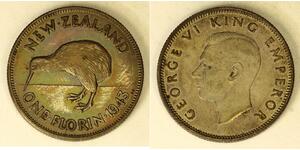 1 Florin Nuova Zelanda Argento Giorgio VI (1895-1952)