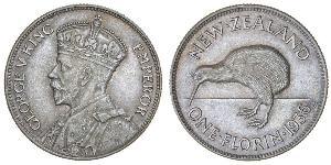 1 Florin Nuova Zelanda Argento Giorgio V (1865-1936)