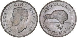1 Florin Nuova Zelanda Argento Giorgio VI (1895-1952)