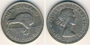 1 Florin Nueva Zelanda Níquel/Cobre Isabel II (1926-2022)