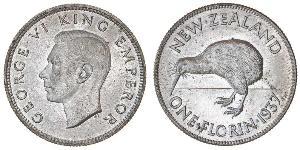 1 Florin Nueva Zelanda Plata Jorge VI (1895-1952)