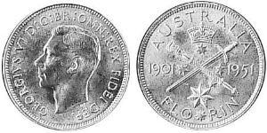 1 Florin Australien (1939 - ) Silber Georg VI (1895-1952)