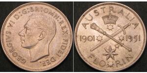 1 Florin Australien (1939 - ) Silber Georg VI (1895-1952)