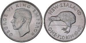 1 Florin Neuseeland Silber Georg VI (1895-1952)