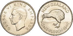 1 Florin Neuseeland Silber Georg VI (1895-1952)