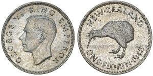 1 Florin Neuseeland Silber Georg VI (1895-1952)