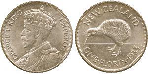 1 Florin Neuseeland Silber George V (1865-1936)