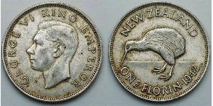 1 Florin Neuseeland Silber Georg VI (1895-1952)