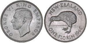1 Florin Neuseeland Silber Georg VI (1895-1952)