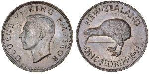 1 Florin New Zealand Silver George VI (1895-1952)