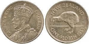 1 Florin New Zealand Silver George V of the United Kingdom (1865-1936)