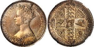 1 Florin 大不列颠及爱尔兰联合王国 (1801 - 1922) 銀 维多利亚 (英国君主)