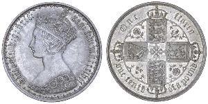 1 Florin 大不列颠及爱尔兰联合王国 (1801 - 1922) 銀 维多利亚 (英国君主)