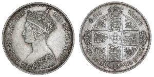 1 Florin 大不列颠及爱尔兰联合王国 (1801 - 1922) 銀 维多利亚 (英国君主)