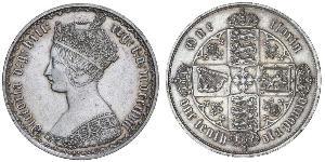 1 Florin 大不列颠及爱尔兰联合王国 (1801 - 1922) 銀 维多利亚 (英国君主)