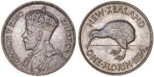 1 Florin 新西兰 銀 乔治五世  (1865-1936)