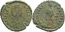1 Follis /  AE2 Roman Empire (27BC-395) Bronze Aelia Flaccilla (?-385)