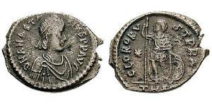 1 Follis /  AE3 Empire byzantin (330-1453) Argent Anastase I (430-518)