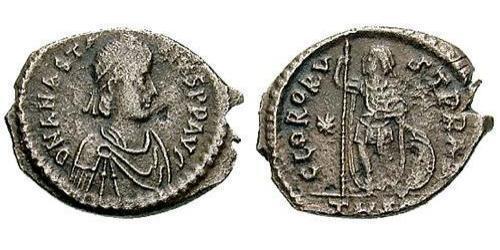 1 Follis /  AE3 Empire byzantin (330-1453) Argent Anastase I (430-518)