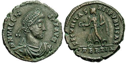 1 Follis /  AE3 Empire byzantin (330-1453) Bronze Valens (328-378)