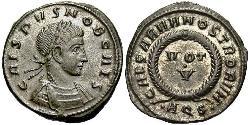 1 Follis /  AE3 Empire romain (27BC-395) Bronze Crispus (305 - 326)
