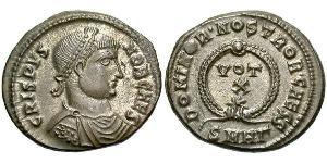 1 Follis /  AE3 Empire romain (27BC-395) Bronze Crispus (305 - 326)