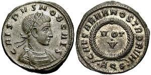 1 Follis /  AE3 Empire romain (27BC-395) Bronze Crispus (305 - 326)