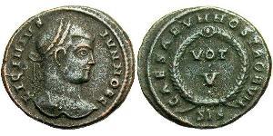 1 Follis /  AE3 Empire romain (27BC-395) Bronze Crispus (305 - 326)