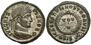 1 Follis /  AE3 Empire romain (27BC-395) Bronze Crispus (305 - 326)