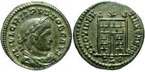 1 Follis /  AE3 Empire romain (27BC-395) Bronze Crispus (305 - 326)