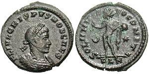 1 Follis /  AE3 Empire romain (27BC-395) Bronze Crispus (305 - 326)