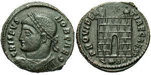 1 Follis /  AE3 Empire romain (27BC-395) Bronze Crispus (305 - 326)
