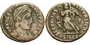1 Follis /  AE3 Empire romain (27BC-395) Bronze Valentinien I (321-375)