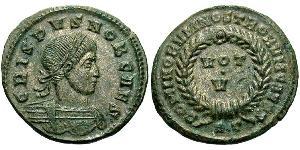 1 Follis /  AE3 Empire romain (27BC-395) Bronze Crispus (305 - 326)