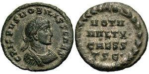 1 Follis /  AE3 Empire romain (27BC-395) Bronze Crispus (305 - 326)